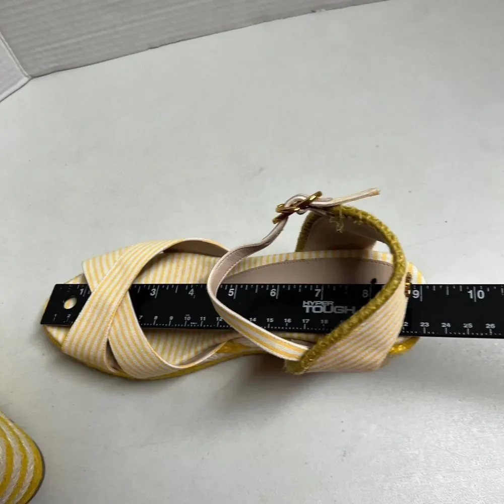 STUART WEITZMAN  Minela Striped Wedge Espadrille Yellow White Size 6.5 SEE DESCR - Picture 9 of 15